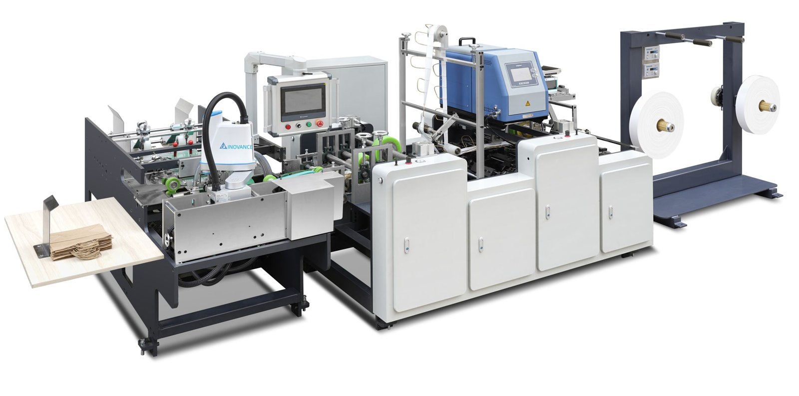 Square bottom paper bag machine with inline flexo printing