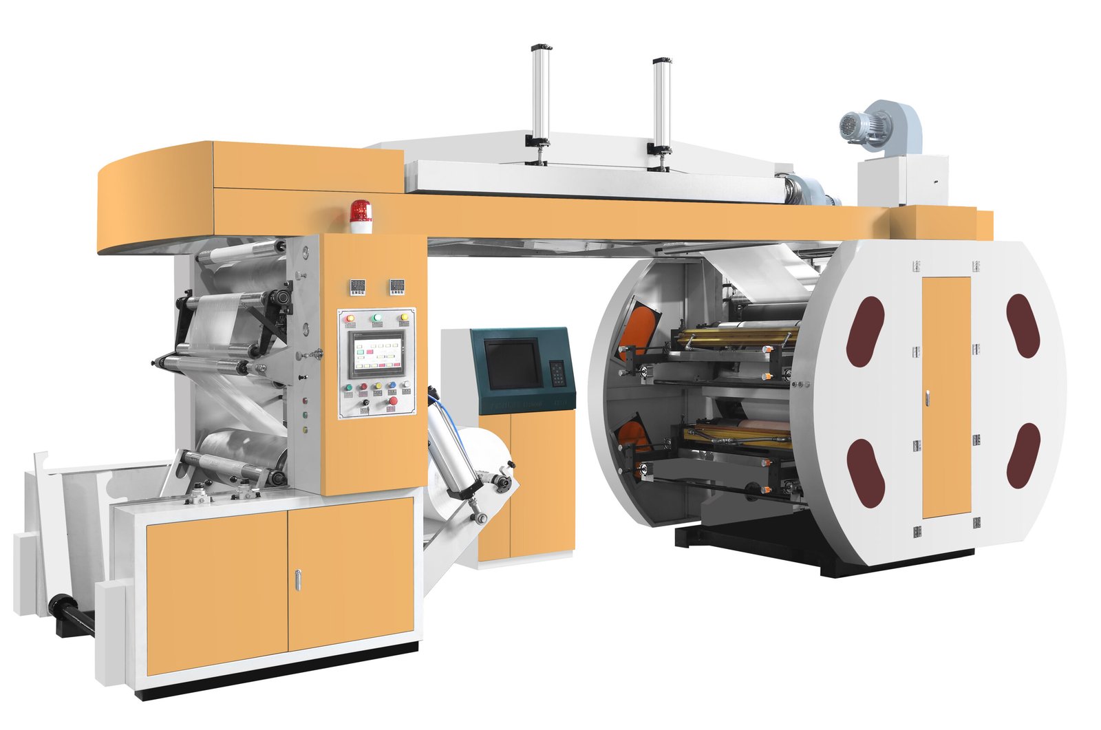 Central drum flexo printing machine for plastic film